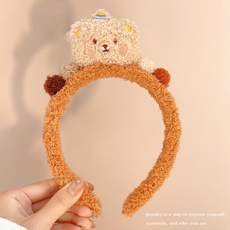 Cute Cartoon Plush Bear Hairband For Women Girls Sweet Hair Ornament Funny Headband Photo Prop Hair Hoop Lovely Hair Accessories