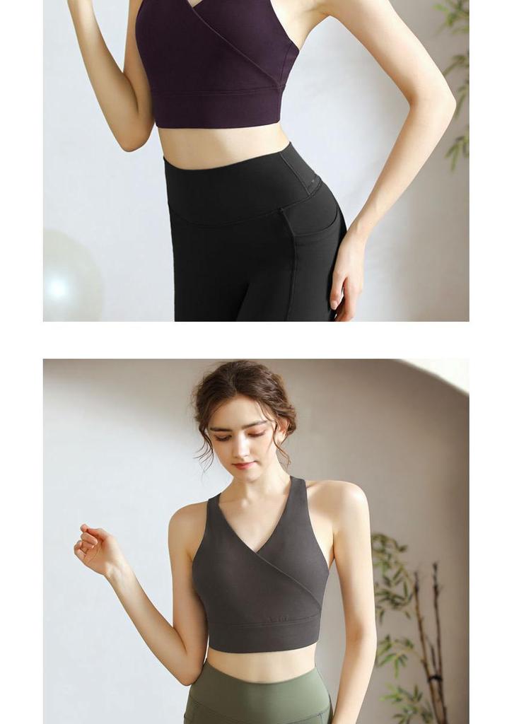 Plus Size Cross-Back Shockproof Sports Yoga Bra with Underarm Slimming Fit