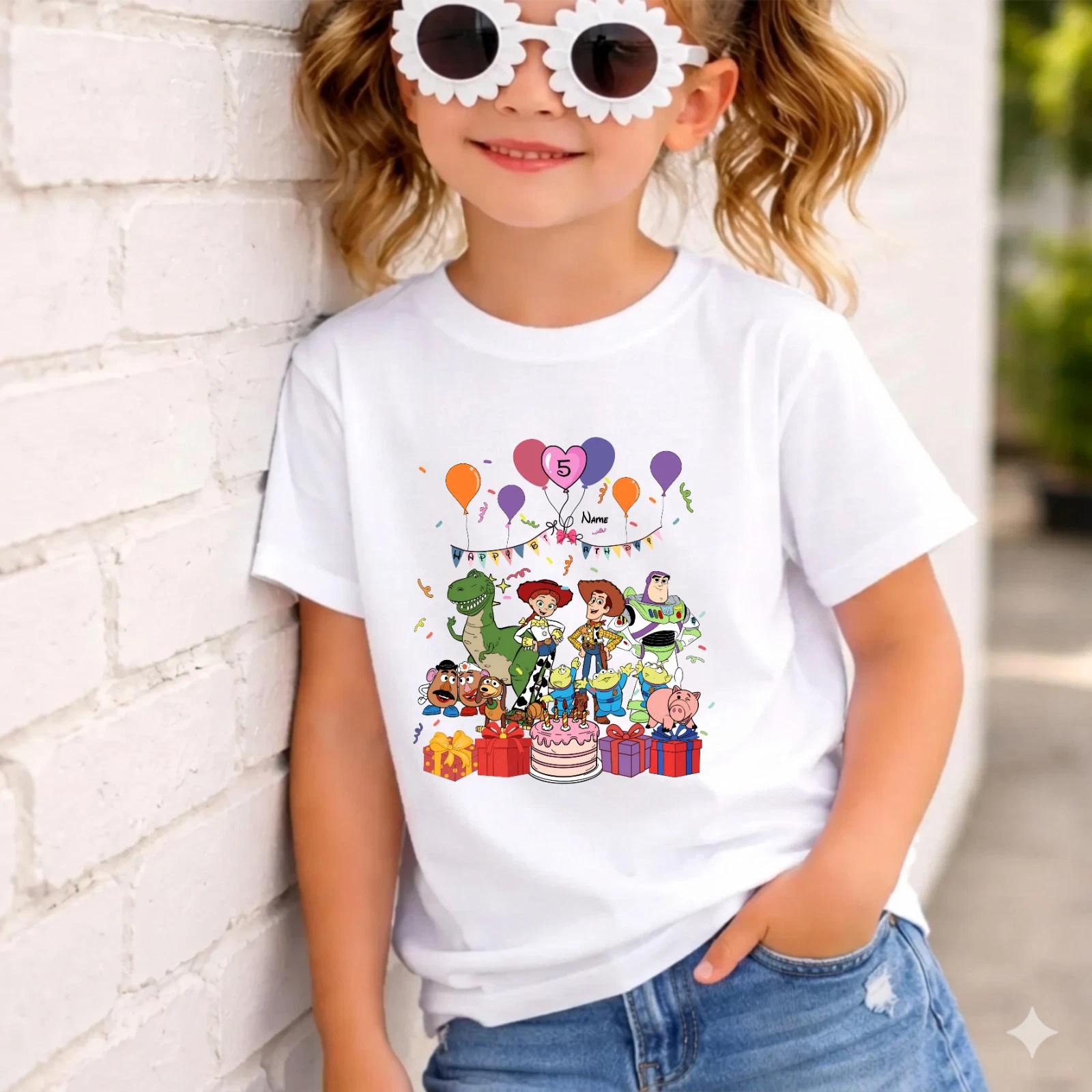 Custom Age Pixar Toy Story Birthday T-Shirt, Disney Buzz Woody Jessie Birthday XL