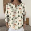 Women's Fashion Long Sleeve Christmas Snowflake Print Top Elegant Casual Top