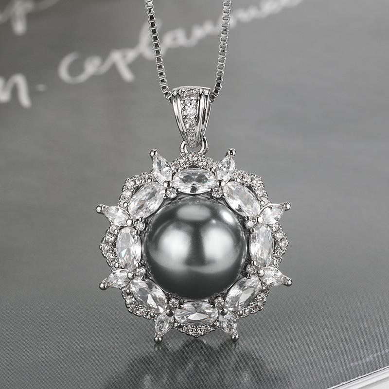 Set Grey Bead Open Ring Necklace Bracelet Fashion Style High Sense Ladies