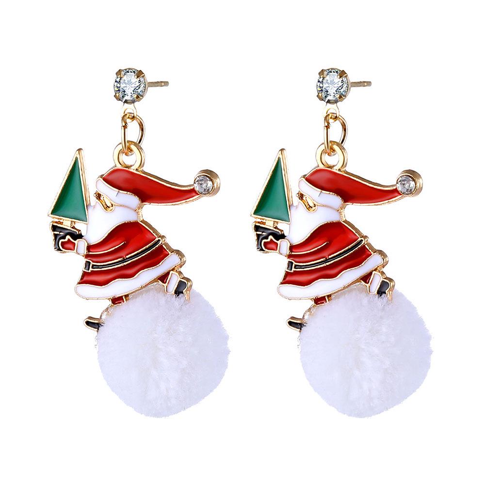 

Snowflake Reindeer Christmas Tree Tassel Earrings with Epoxy and Alloy Alloy