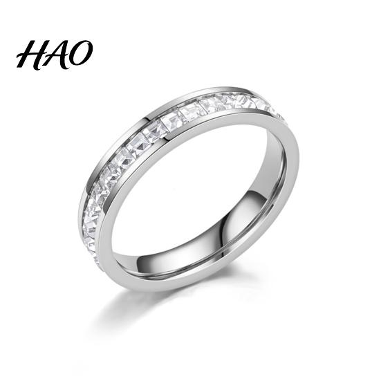 Engagement Ring Smooth Surface Noble Couple Square Wedding Cubic Zirconia Jewelry Accessory