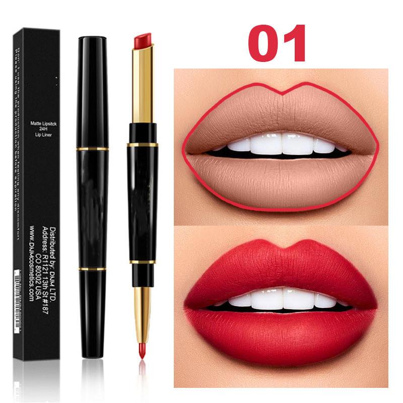 12 Color Sexy Red Matte Lipstick Lip Liner 2 In 1 Makeup Matte Lipstick Durable Waterproof Nude Red Lipstick Lips Cosmetics