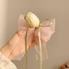 Fashion Sweet Tulip Ribbon Hair Ring For Women Girls Cute Elegant Bowknot Hair Clip Exquisite Tassels Hair Accessories Gifts