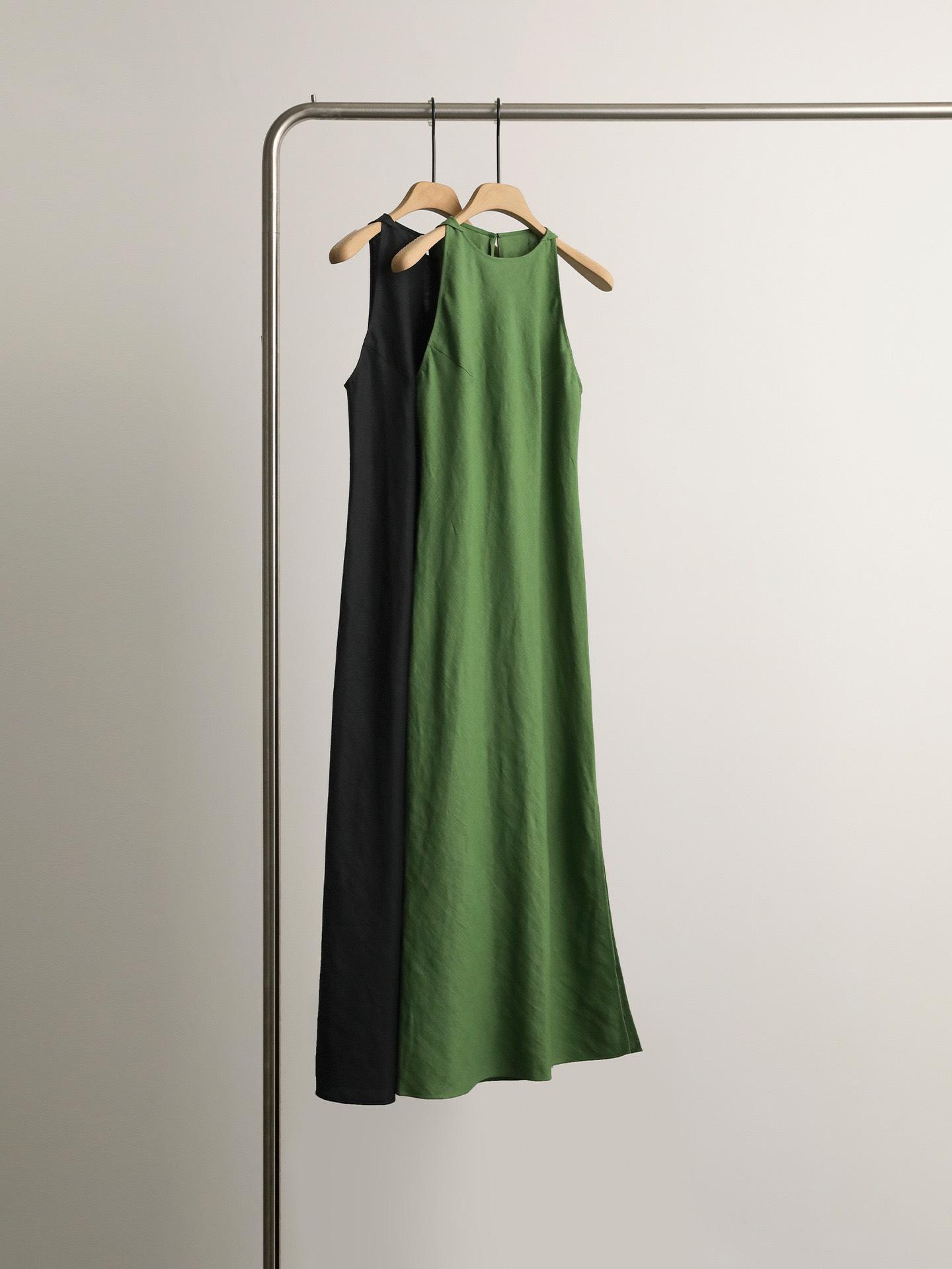 

Льняное платье для отпуска свободного кроя - Стройнящий, подчеркивающий фигуру дизайн для женщин L зелёный