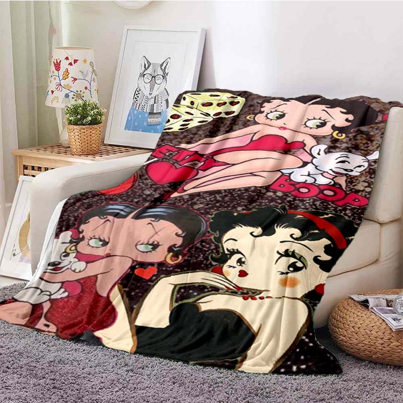 2026 New Model Cartoon B-Bettyy-Boopp Blanket Flannel Sofa Bed Warm Plush Office Comfortable Portable Gift Picnic Blanket
