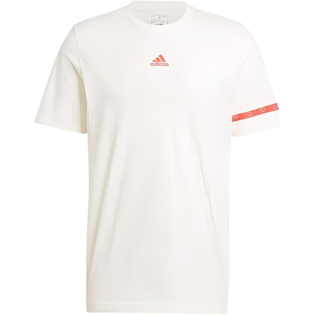 Adidas Brand Love Collegiate Letter Logo Pattern Printed Color Block Crew Neck Short Sleeve T-Shirt Men Tops White IS2870