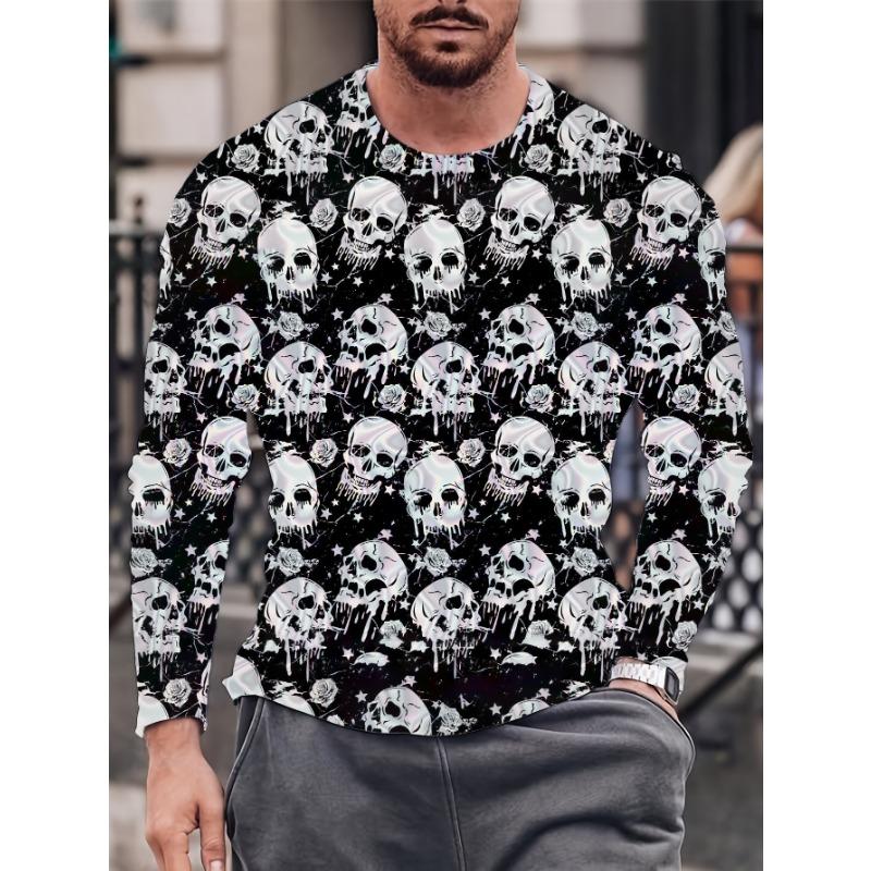 Fashion Pattern Printed T-shirt for Men and Women in Spring and Autumn Casual Outdoor Long Sleeved T-shirt Top Street Clothing