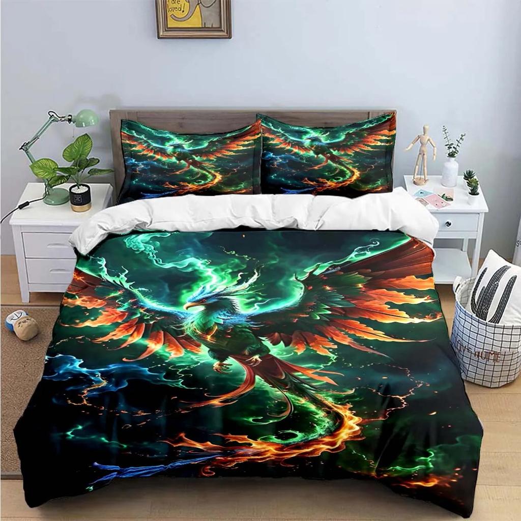 Fashion Popular Mythical Beast Phoenix Print Beding Sets Bed Suplies Set Soft Duvet Cover Bed Warm Comforter Set Beding Set High-End Premium Gift