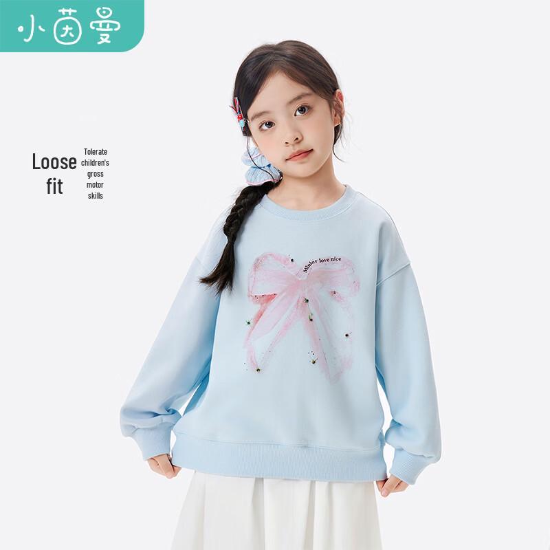 Girls' Contrast Bowknot Knit Sweatshirt