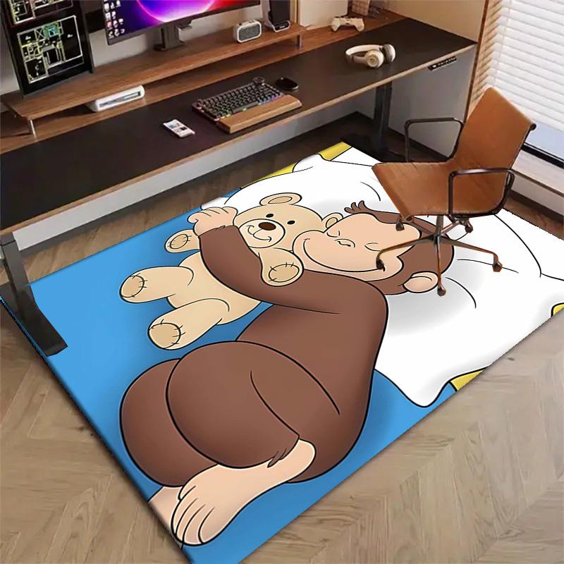 1pc Curious George (2) Design Printed Area Rug Carpet for Bedroom Living Room Home Decor Rugs Mat Non Slip Mat Rug for Bedside