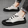 2025 Summer Popular Hollow Men's Shoes Breathable Casual Shoes Flat Leather Shoes 48 Large Size Loafers Men's
