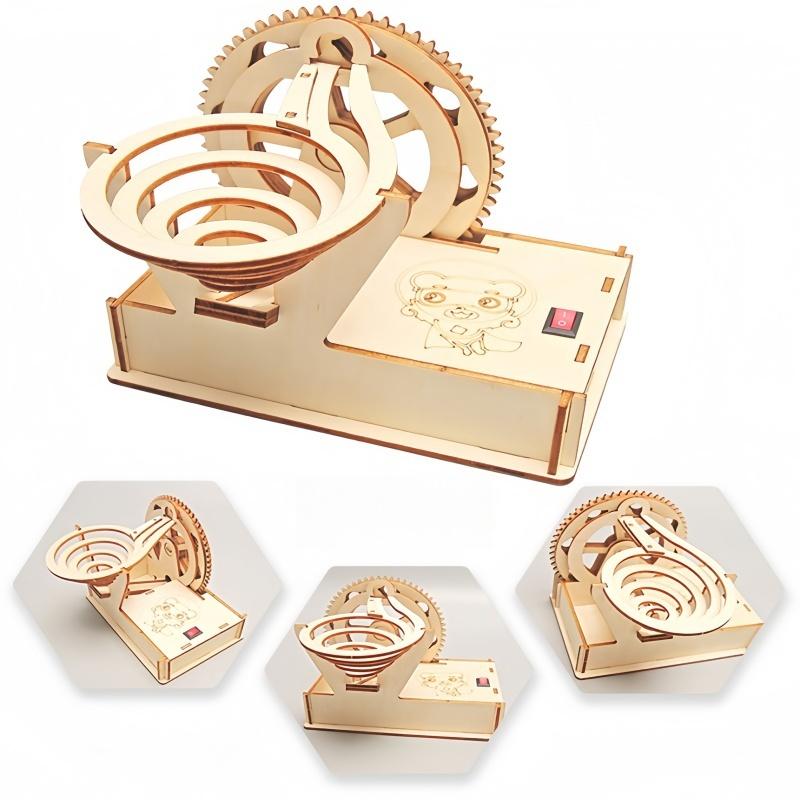 DIY Wooden Electric Track Steel Ball Slide Toy Kids Physics Science Toys Experimental STEM Kit Learning Educational for Kid Gift