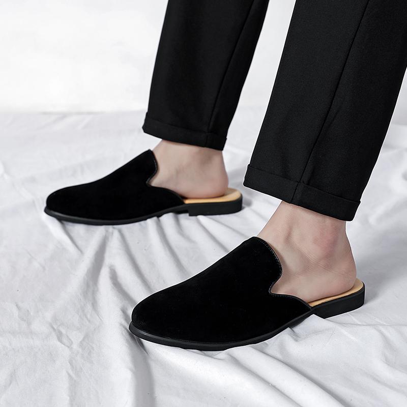 New Fashion Men Half Slippers Loafers Male Casual White Black Patent Leather Mules Moccasins Breathable Slip On Driving Shoes
