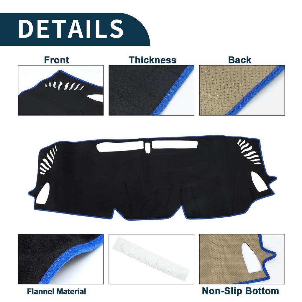 TUCKBOLD Dashboard Mat for Subaru Levorg Car Interior Dashboard Protective Interior Sun Flannel Black with Blue Set (VN Series), Cover, Mat, Parts,