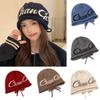 Printing Pattern Letter Beanie Knitted Cap For Women Windproof Warm Breathable