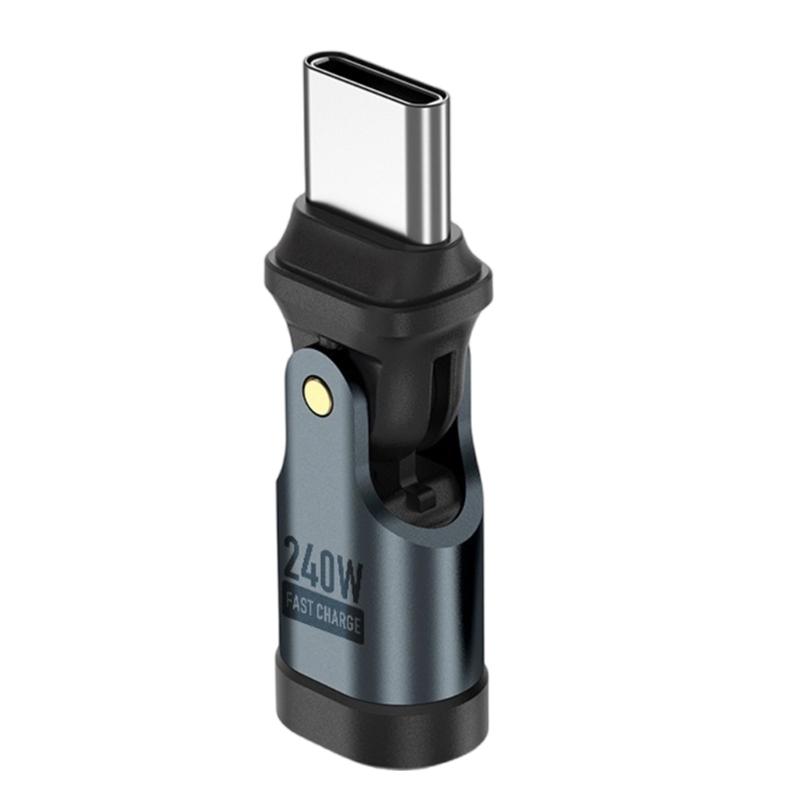 

Fast Speed Power Delivery 240W Charging 90° Angled Metal Adapter With 480Mbps Data Transfer And E MARK Chip Protective