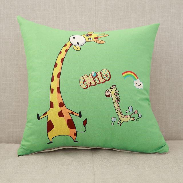 Cute Cartoon Cushion Cover Elephant Cat Decorative Pillowcase Giraffe Throw Pillow Case For Sofa Funda Cojin Kussenhoes