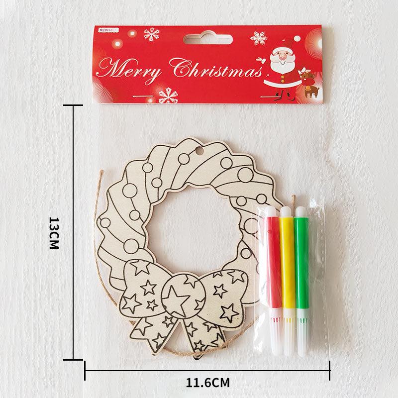 Christmas DIY Cartoon Wooden Easel: Creative Colorful Doodle Board Hanging Decoration