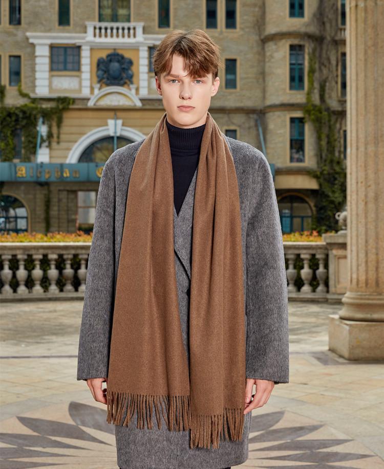 Men's and Women's High-End Wool Cashmere Scarf - Korean Style Solid Gray, Versatile Winter Accessory
