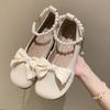 Bow Pearl Chain Mary Jane Small Leather Shoes Summer Korean Version Sweet Small Fragrant Soft-soled Single Shoes