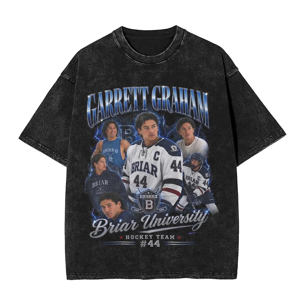 2026 Summer Fashion Trendy Tee Off Campus Briar University Hockey Washed T Shirt Streetwear Hip Hop Novelty T-Shirts Tees