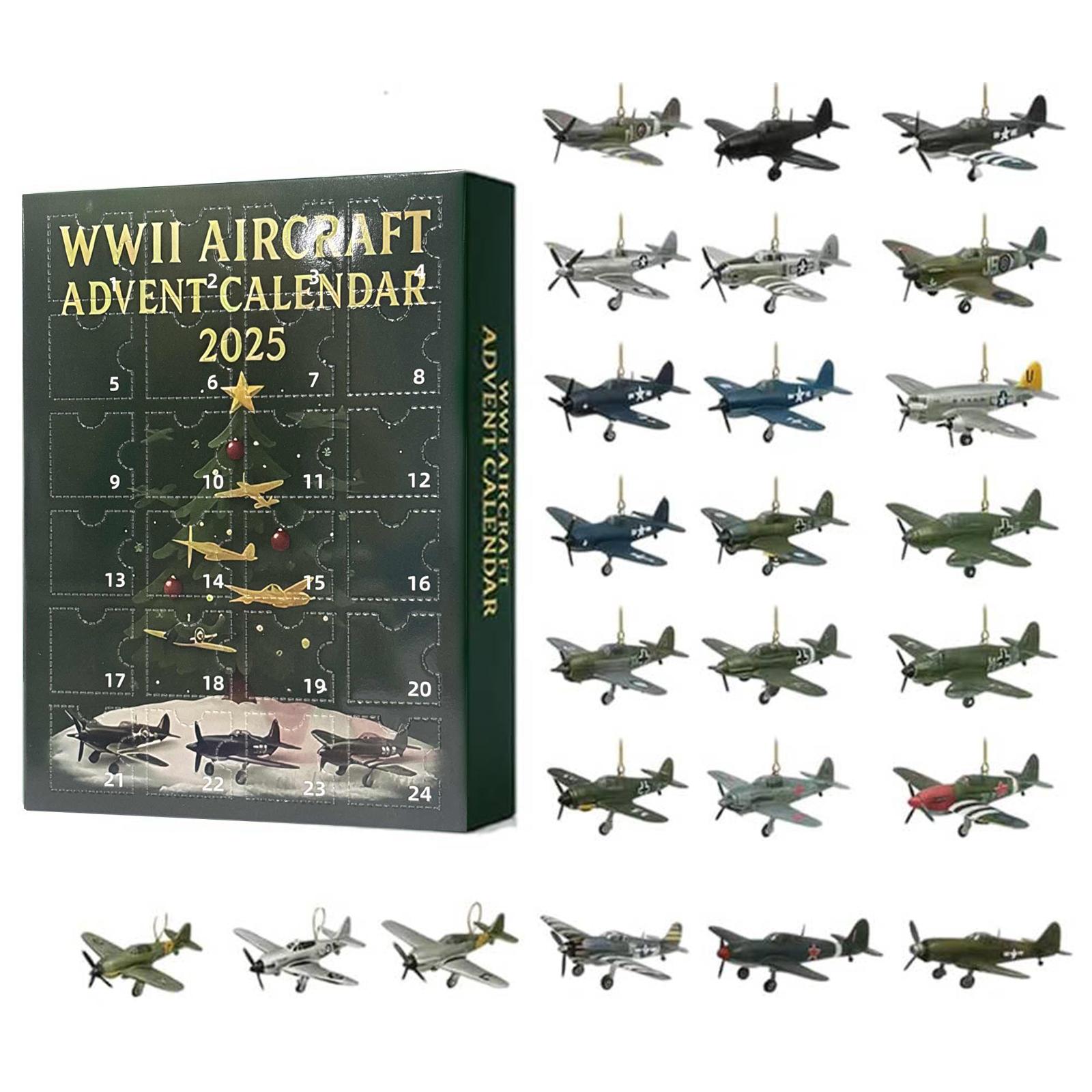 

WWII Aircraft Advent Calendar 2025 with 24 Unique Mini Warbirds 24 Days Christmas Countdown Calendar Christmas Advent Calendar 10.24x7.09x1.18inch