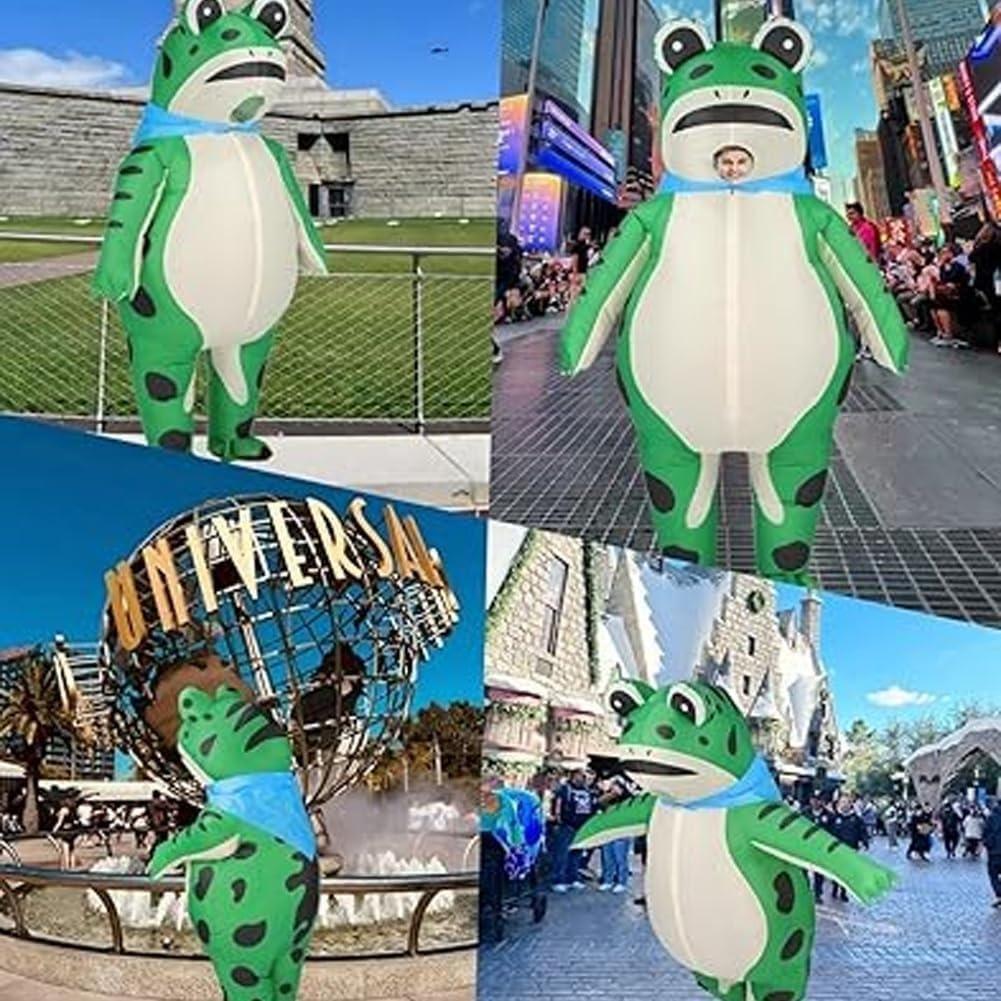 Inflatable Frog Costume Funny Full Body Blow Up Cosplay Costume Suit for Adult Halloween Party Costume for Adult Role Play