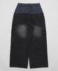WEGO Džínové cargo kalhoty s dvojitým pasem Vintage Velikost Denim Černá Sonata Pánské Kalhoty, Kalhoty, Spodky, Streetwear, Oblečení, Léto/Podzim, Dárek, M,