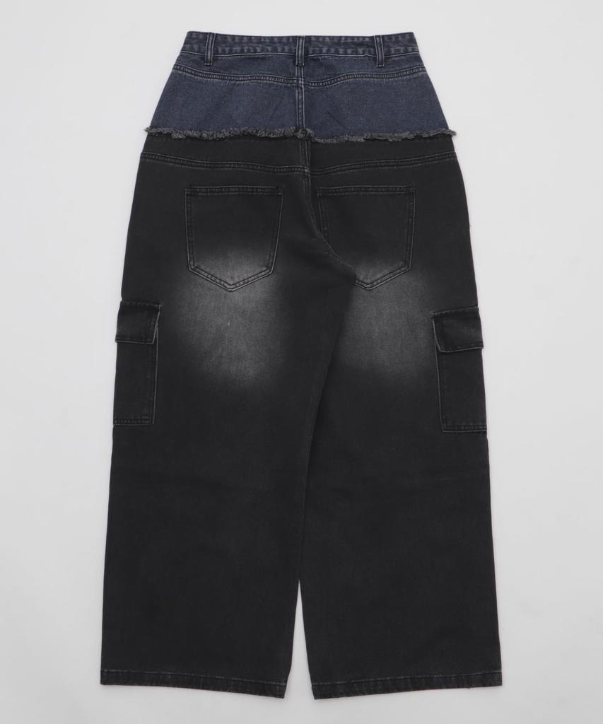 WEGO Džínové cargo kalhoty s dvojitým pasem Vintage Velikost Denim Černá Sonata Pánské Kalhoty, Kalhoty, Spodky, Streetwear, Oblečení, Léto/Podzim, Dárek, M,