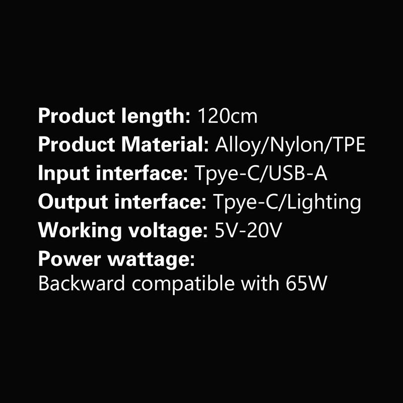 4 In 1 65W Fast Charging Usb Cable Type C Usb Micro For Iphone Samsung Huawei Xiaomi Multi Port Multiple Charging Wire