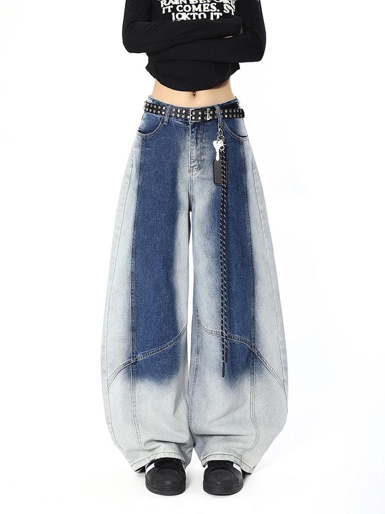 Women's Autumn Retro Gradient Wide-Leg Jeans