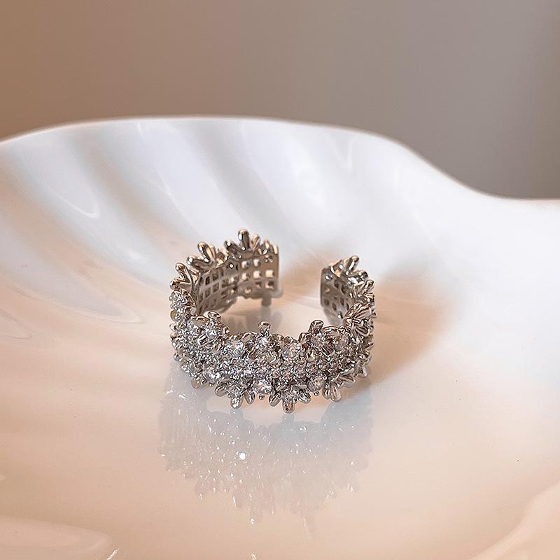 Women s Exquisite Full Diamond Zircon Open Ring - Luxurious French Niche Design, Cold Style