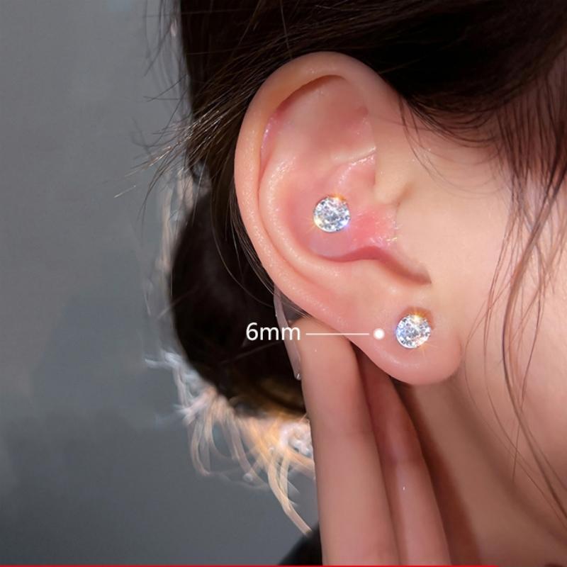 Fashionable and Elegant Women's Crystal Magnetic Ear Clips Luxury Zircon Round Earrings Without Perforated Earrings Jewelry