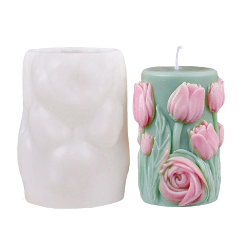 

Силіконові форми-циліндри з різьбленими квітами для виготовлення свічок, мила, епоксидної смоли. Багатоцільова силіконова форма для домашнього декору