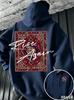 Loose-fitting men's hooded sweatshirt, warm for autumn and winter, retro ethnic print, outdoor sports shirt