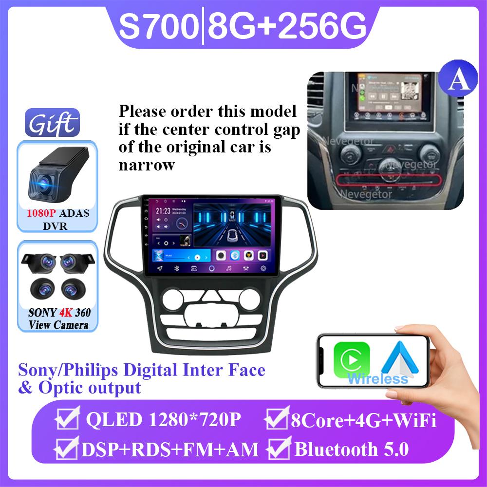 Android 14 For Jeep Grand Cherokee WK2 2014- 2022 Car Radio Multimedia GPS Navi Stereo BT Auto Carplay NO 2din DVD QLED Screen