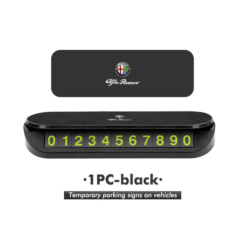 

For Alfa Romeo Metal Car Logo Temporary Stop Sign Parking Card Telephone Number Card Plate For Alfa Romeo GT Stelvio F1 Brera Vo