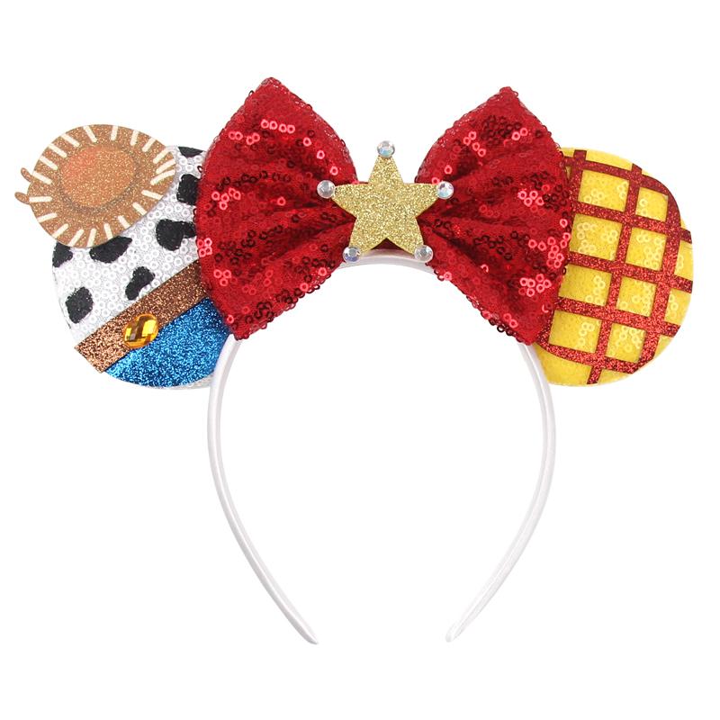 Disney Mickey 3.3"Velvet Ears Headband For Girls Soft Bow Hairband Halloween Festival Party Christmas DIY Hair Accessories
