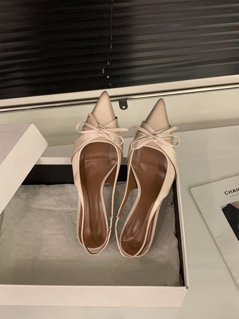 High heels sandals women's shoes 2025 summer temperament socialite black spring pointed single shoes