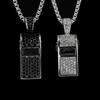 Vintage Styles Titaniums Steel Whistle Necklace Glitter Crystals Rhinestones Pendant Loud Crisp Sound Training Jewelry