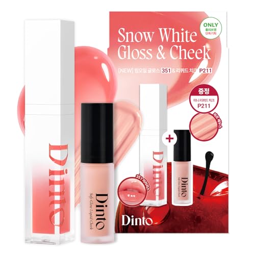 [Dinto Official] Dinto Snow White Collection Mirrorless Lip Gloss & Liquid Cheek Mini Set (357 + P219) | Limited Collection Moisturizing Glossy Lip Ko