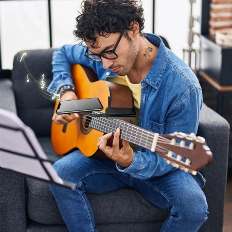Verstellbarer magnetischer Gitarren-Handyhalter mit Klemme Starker magnetischer Musikinstrumenten-Handy-Ständer Rutschfest Einfach zu installieren