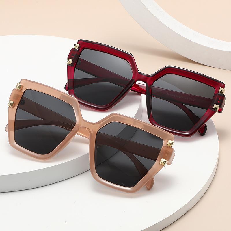 Bao Ge Glasses, Large Frame Polarized Sunglasses, Fashionable Retro Ins Street Shot Rivet Wind Tr90