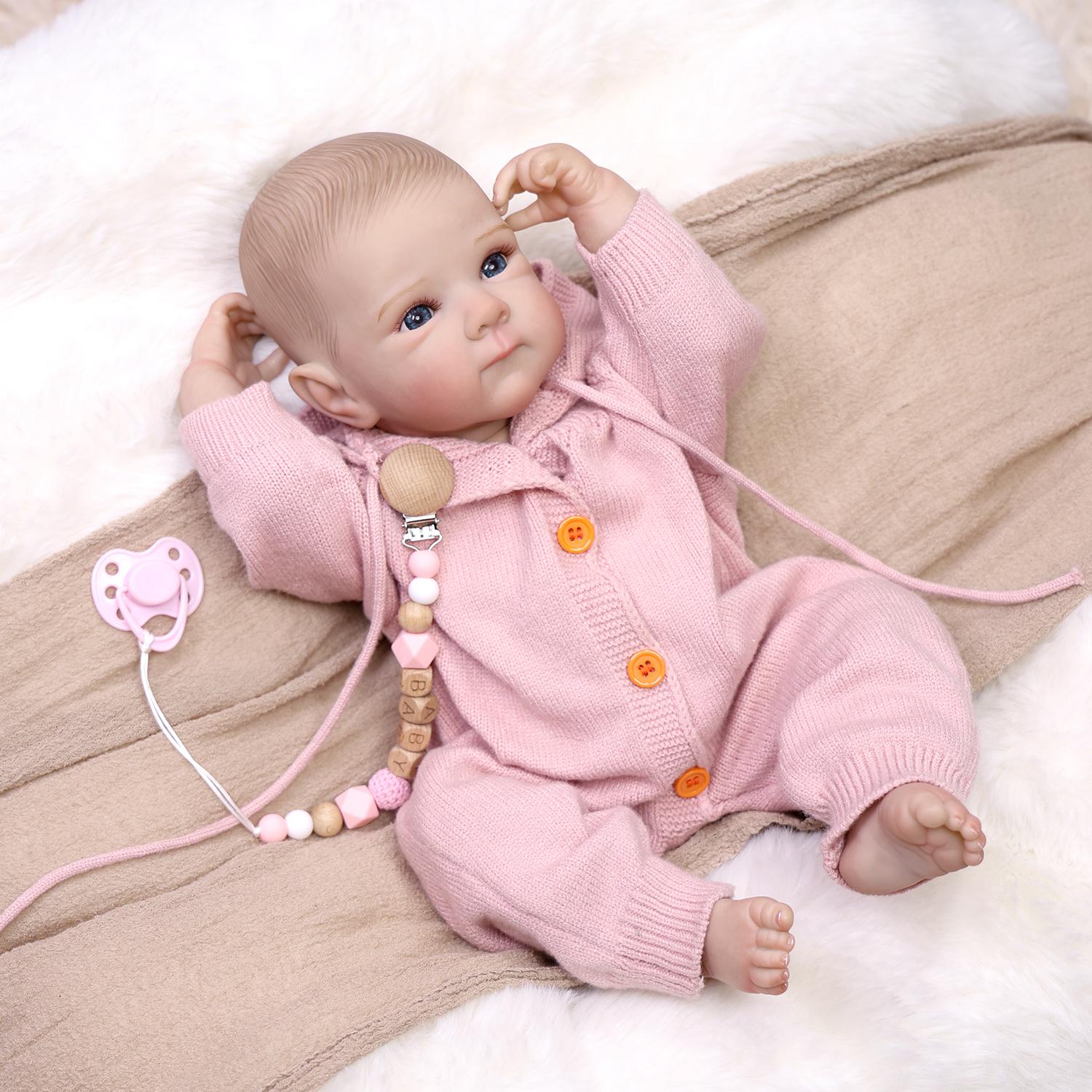 

KEIUMI 18 Inch Reborn Baby Doll Soft Silicone Vinyl 3D Skin with Visible Veins Realistic Newborn Girl Babies For Christmas Gifts 18 inch