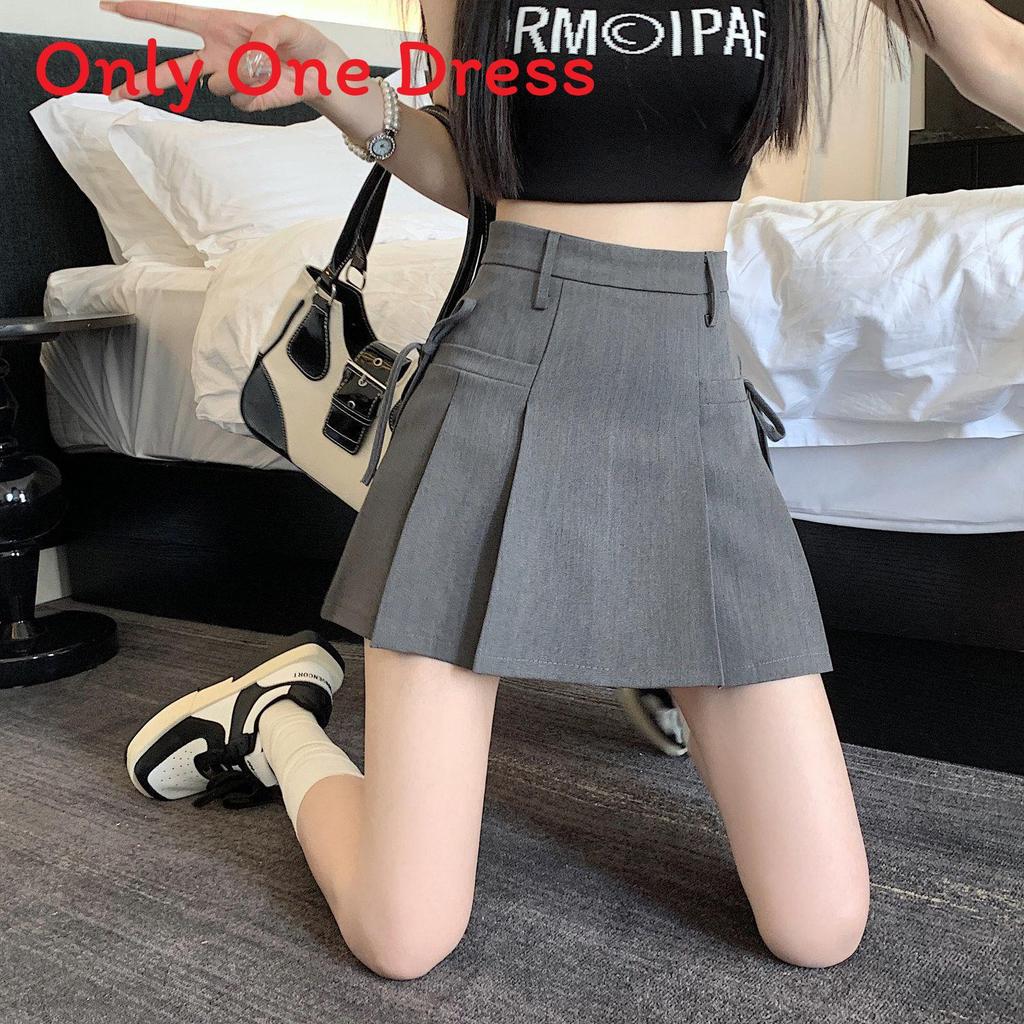 Polyester Pleated Mini Skirt For Women With High Waist And Tie Detail For Casual Summer Wear