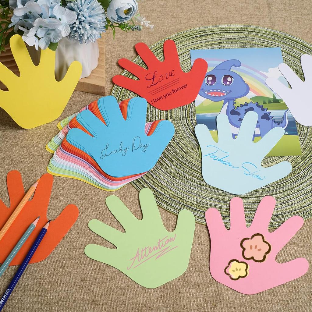 72 Pieces Hand Cutouts Paper Hand Shape Cut-Outs Assorted Color Handprint Shape Cutouts Blank Creative Paper Cutouts for Kids DIY Craft Art Project