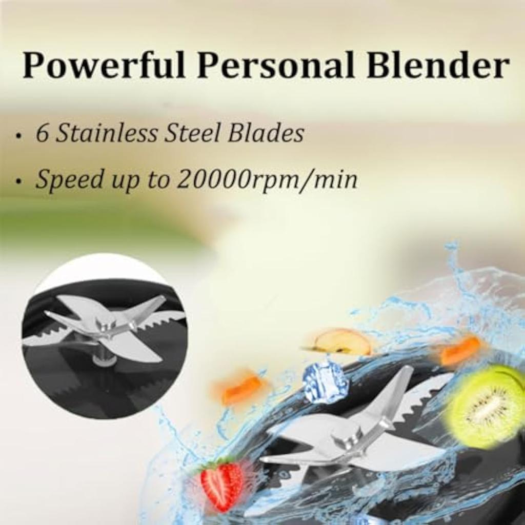 Portable Blender Personal Size Blender for Shakes and Smoothies with 6 Ultra Sharp Blades, 450ml Mini Blender USB Rechargable