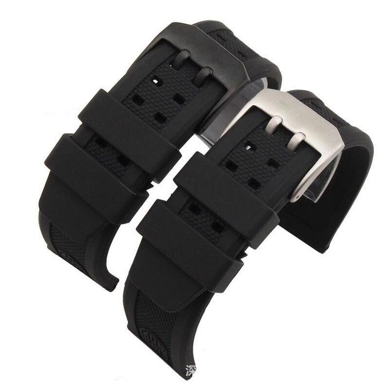 23mm Silicone Watch Strap for Luminox Military 7251 3050 Watch Band Silver Black Buckle Waterproof Bracelet Accessories